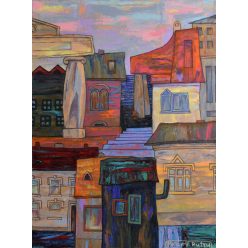   Pálfy Putyu István - Városi séta (40 x 30 cm) olaj/vászon