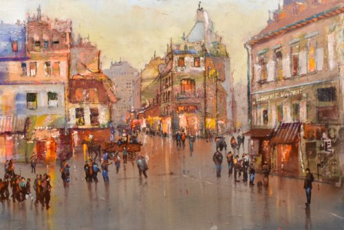 Neogrády Antal - A város szívében (40 x 60 cm ) olaj/farost