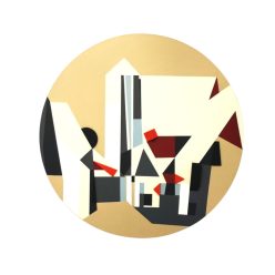   Gulyás Andrea - Shape Play (Ø 60cm) acrylic/wooden elements/canvas