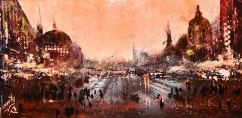 Neogrády Antal - Evening lights (20x40cm) oil/mdf