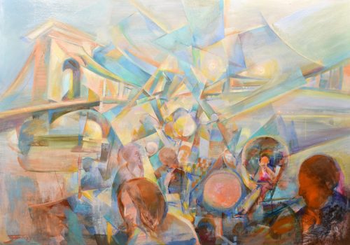 Fekete József - White night (70x100cm) oil/acrylic/mdf