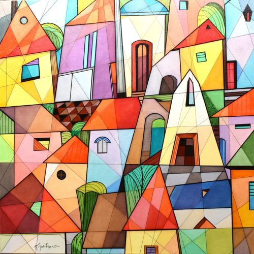 Pálfy Julianna - Város-álom (70x70cm) olaj/vászon