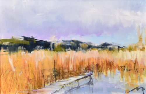 Gécseg András - Györöki nádas (20x30cm) oil/mdf