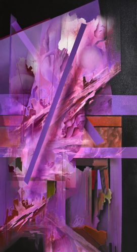 Burkus József - Át-lebegés (120 x 65,5 cm) olaj/fa