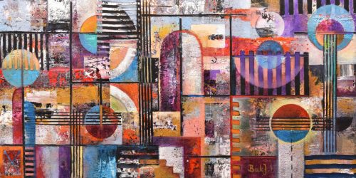Bak Judit - Visszatérve a köreimhez No.II. (40x80cm) olaj/fa