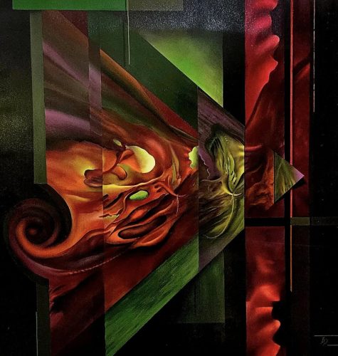 Burkus József - Át-hasítás (100 x 100 cm) olaj/vászon