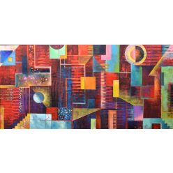 Bak Judit - Történetmesélés (35 x 70 cm) olaj/fa