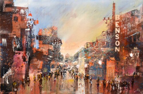 Neogrády Antal - A tömeg ritmusa (40x60cm) olaj/farost