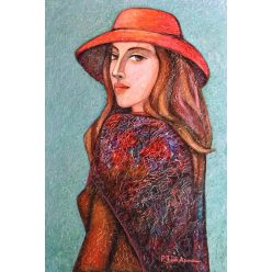 Pálfy Julianna - Vörösben (60,5 x 40,5 cm) olaj/vászon