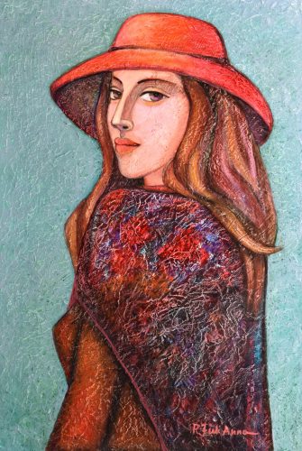 Pálfy Julianna - Vörösben (60,5 x 40,5 cm) olaj/vászon