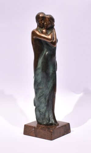 Czobor Sándor - Ölelés (24 x 7 x 7 cm) bronz