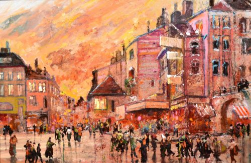 Neogrády Antal - Crimson Town (40x60cm) oil/mdf