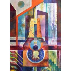 Bak Judit - Totem virággal (70 x 50 cm) olaj/fa