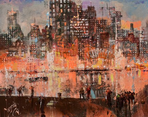 Neogrády Antal - Ragyogó Metropolis (24 x 30 cm) olaj/farost