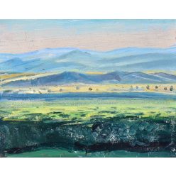 László Dániel - Kéklő hegyek (24 x 30 cm) olaj/vászon
