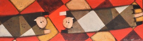 Ludvig Dániel - Red Carpet (30 x 100 cm) olaj/vászon