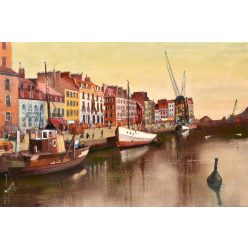  Neogrády Antal - Cherbourg kikötője (40 x 60 cm) olaj/vászon
