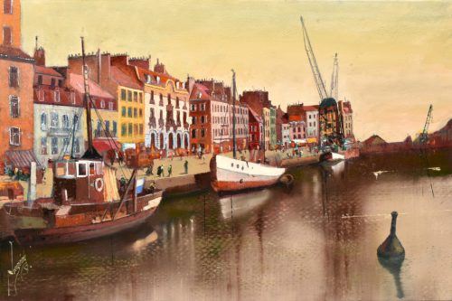 Neogrády Antal - Cherbourg kikötője (40 x 60 cm) olaj/vászon