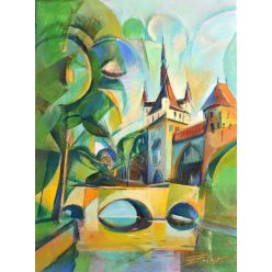   Fekete József - City Park - Vajdahunyad (40x30cm) oil/canvas