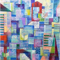 Bak Judit – Patchwork város (50 x 50 cm) olaj/fa