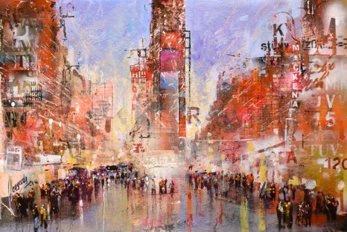 Neogrády Antal - A Times Square fényei (40x60cm) olaj/farost