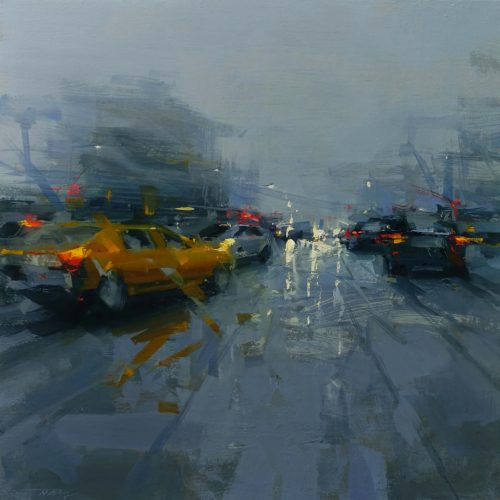 Nagy Tibor - Az esőn keresztül (50 x 50 cm) olaj/fa