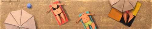 Ludvig Dániel - On the beach (20x100cm) olaj/vászon