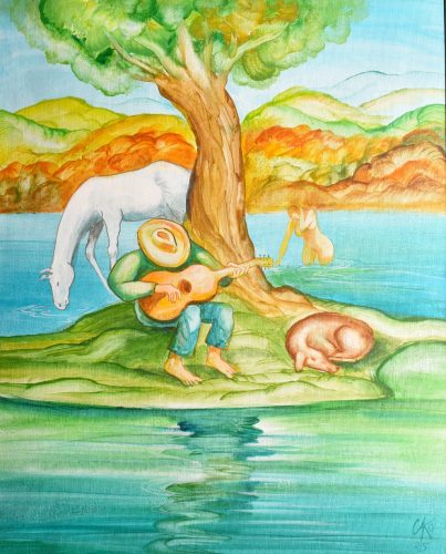 Cakó Ferenc - Nyárvégi idill (50 x 40 cm) olaj/kasírozott vászon