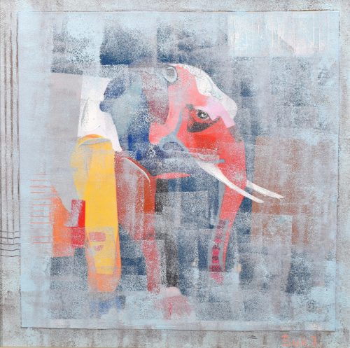 Bak Judit – Elefántról álmodni (40 x 40 cm) olaj/fa
