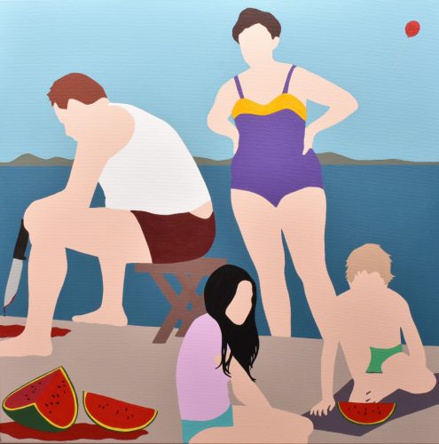 Bereczki Kata - Nyaral a család  (70x70cm) akril/vászon 