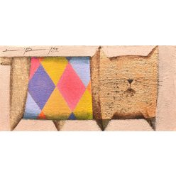 Ludvig Dániel - Macska (20x40cm) olaj/vászon